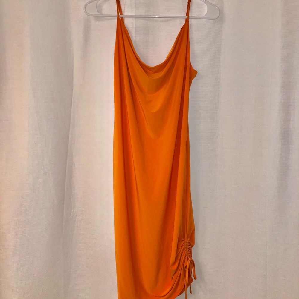 orange shimmery zara dress